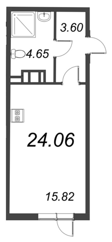 Квартира-студия, 24.06 м² в ЖК "VEREN NORT сертолово" - планировка, фото №1