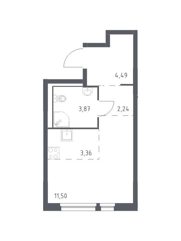 Квартира-студия, 25.46 м² в ЖК "Невская Долина" - планировка, фото №1