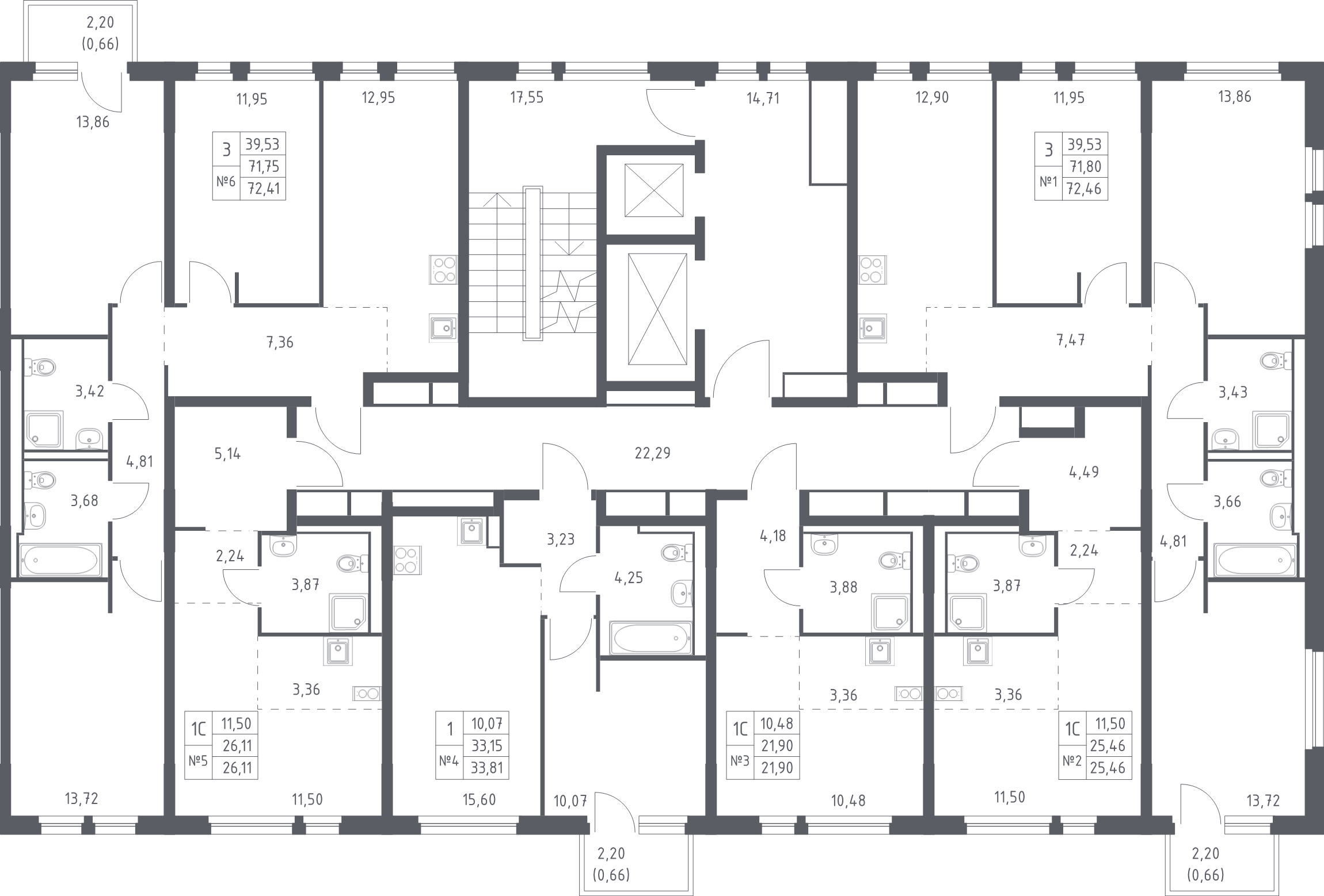 Квартира-студия, 25.46 м² в ЖК "Невская Долина" - планировка этажа