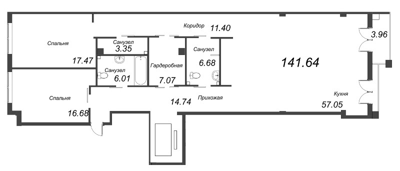 Квартира-студия, 140.12 м² в ЖК "АСТРУМ" - планировка, фото №1
