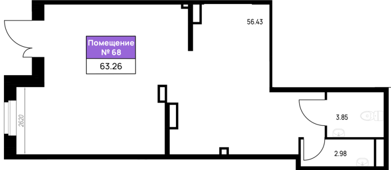 Помещение, 63.26 м² в ЖК "Имена" - планировка, фото №1