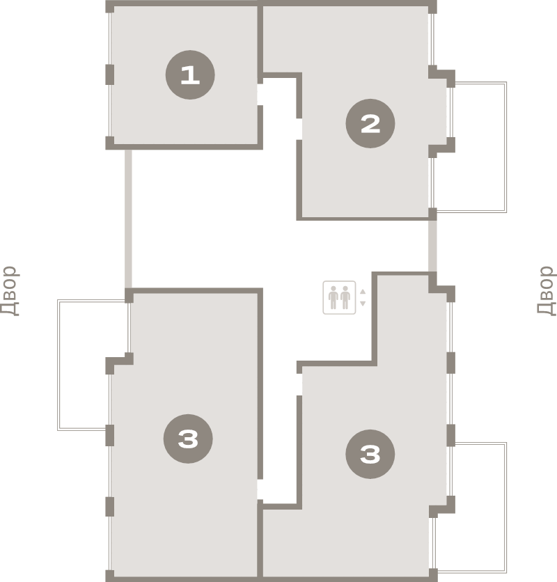 3-комнатная (Евро) квартира, 95.8 м² в ЖК "Брусника в Новоселье" - планировка этажа