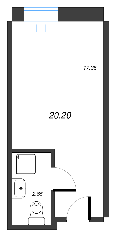 Квартира-студия, 20.23 м² - планировка, фото №1