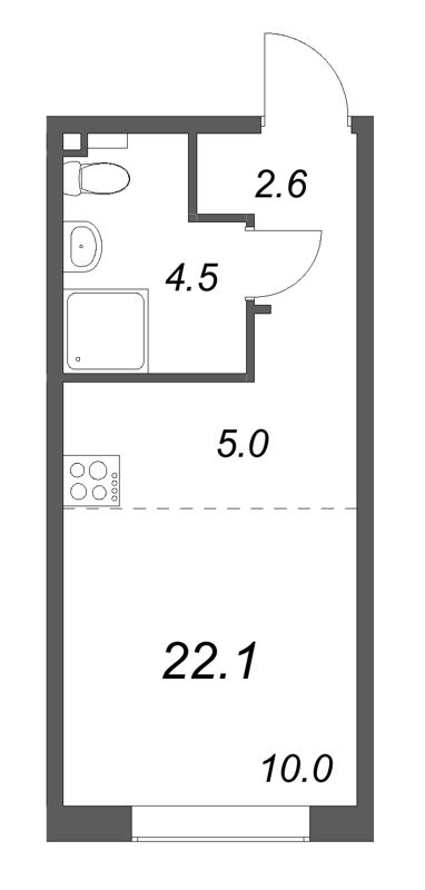 Квартира-студия, 22.1 м² в ЖК "Пулково Лейк" - планировка, фото №1