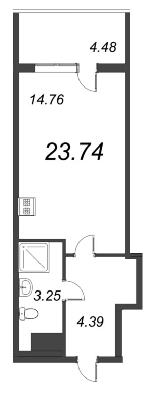 Квартира-студия, 23.74 м² в ЖК "Bereg. Курортный" - планировка, фото №1