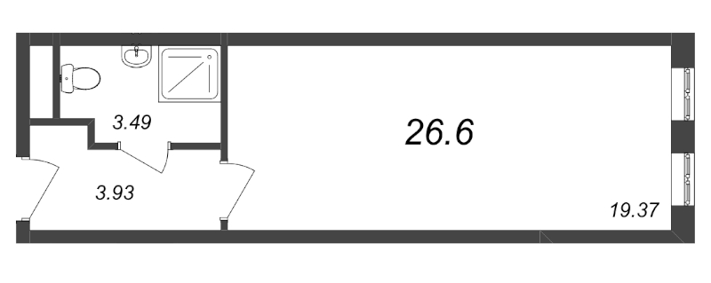 Квартира-студия, 26.5 м² в ЖК "Начало" - планировка, фото №1