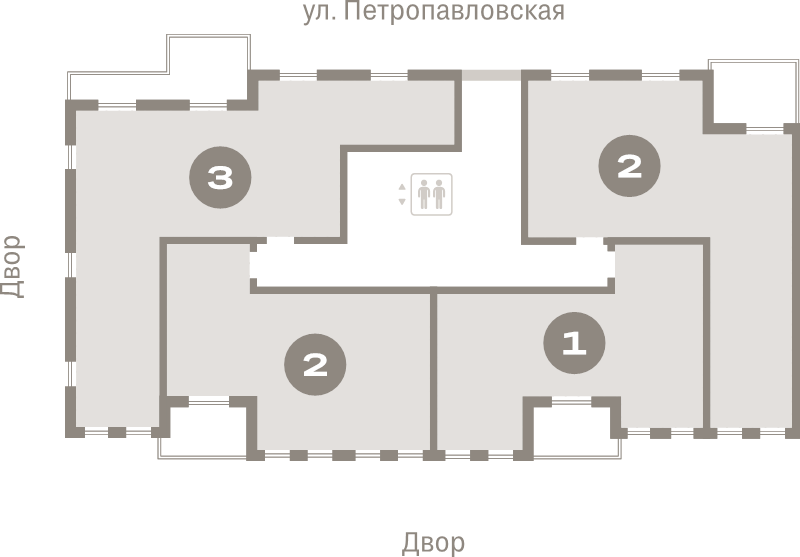 3-комнатная (Евро) квартира, 77.9 м² в ЖК "Брусника в Новоселье" - планировка этажа