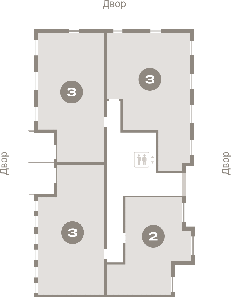 4-комнатная (Евро) квартира, 92.3 м² в ЖК "Брусника в Новоселье" - планировка этажа
