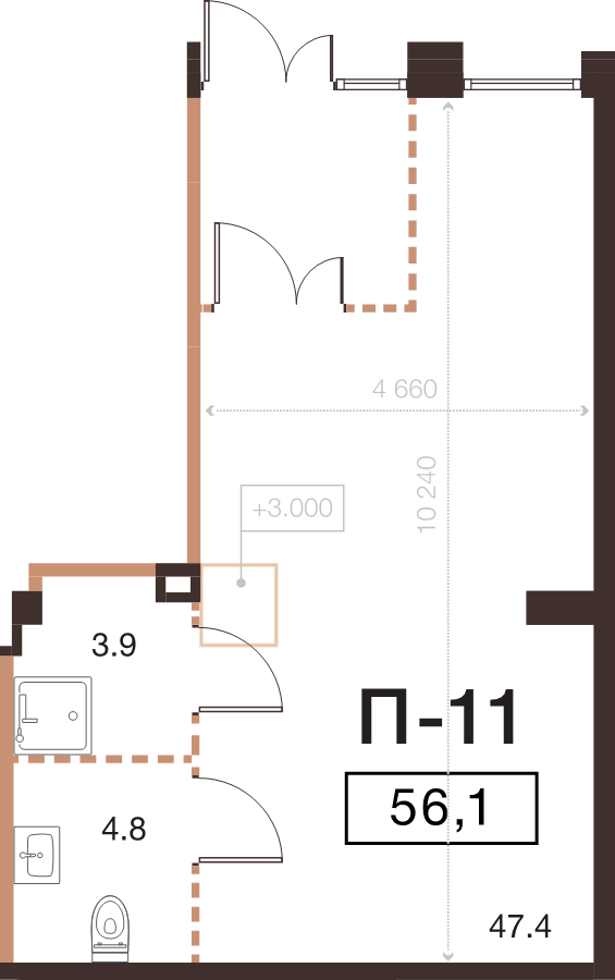 Помещение, 56.1 м² - планировка, фото №1