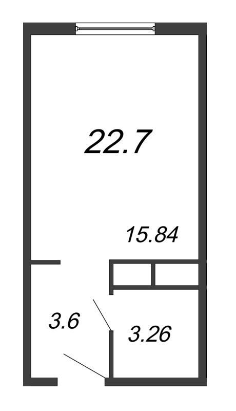 Квартира-студия, 22.7 м² - планировка, фото №1