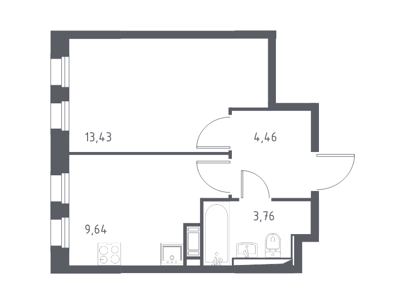 1-комнатная квартира, 31.29 м² в ЖК "Новые Лаврики" - планировка, фото №1