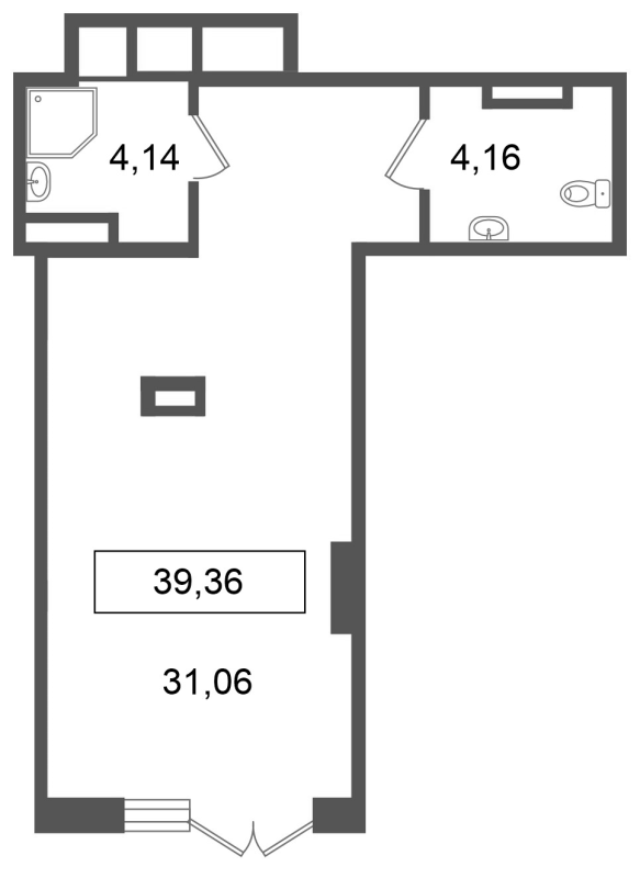 Помещение, 39.36 м² в ЖК "Лето" - планировка, фото №1