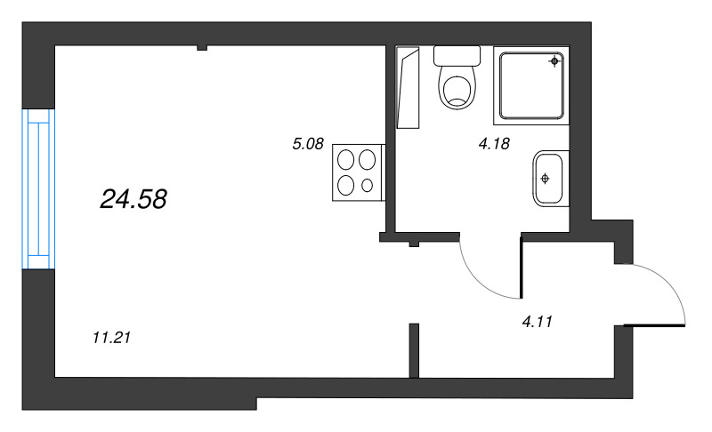 Квартира-студия, 24.58 м² в ЖК "Кронфорт. Центральный" - планировка, фото №1