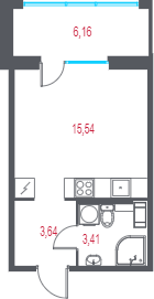 Квартира-студия, 23.33 м² в ЖК "Город-спутник Южный" - планировка, фото №1