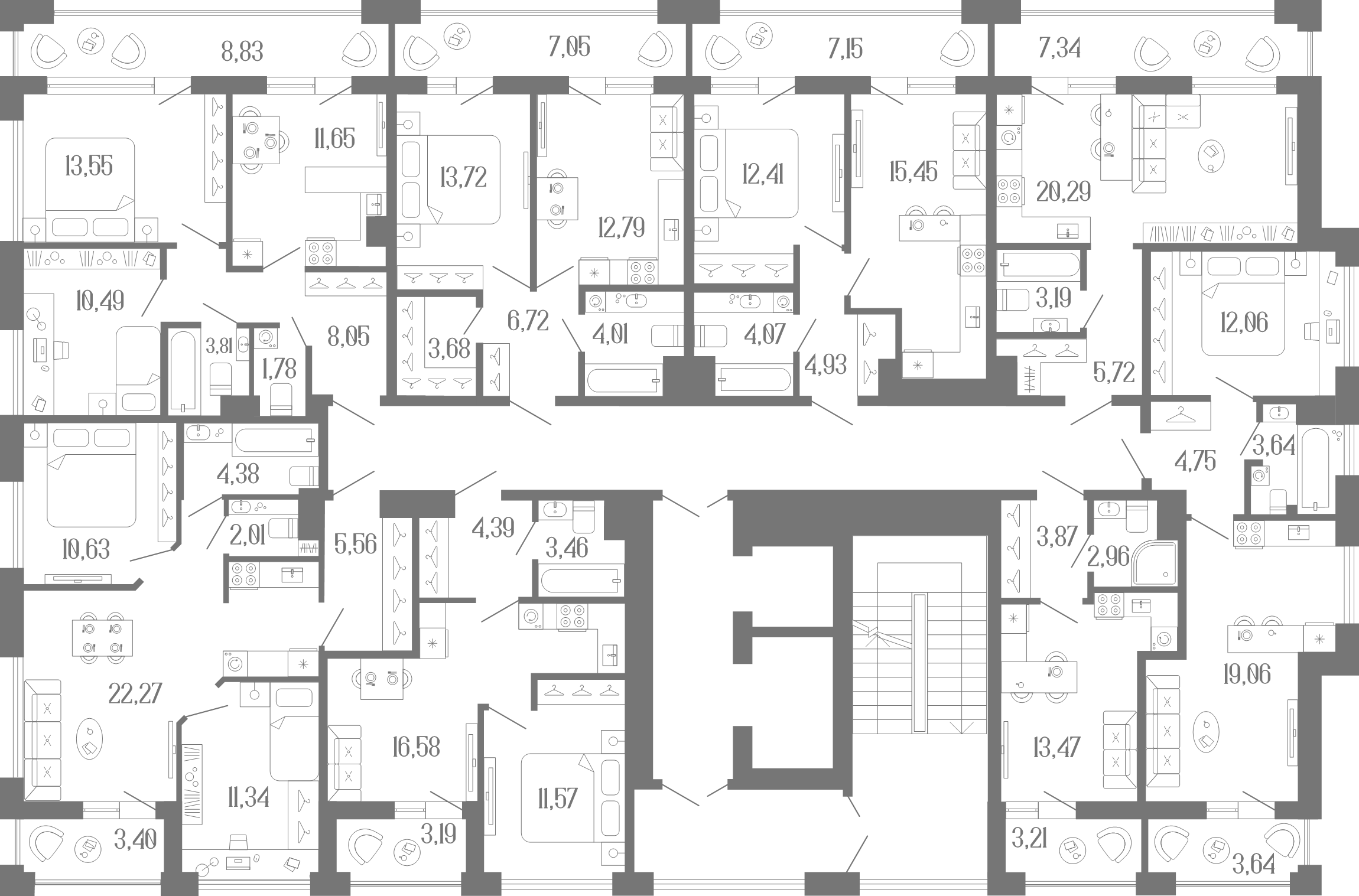 Квартира-студия, 32.9 м² в ЖК "Коллекционный дом 1919" - планировка этажа