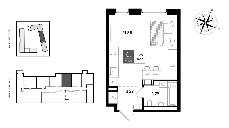 Квартира-студия, 28.89 м² в ЖК "Догма Юкки 2" - планировка, фото №1