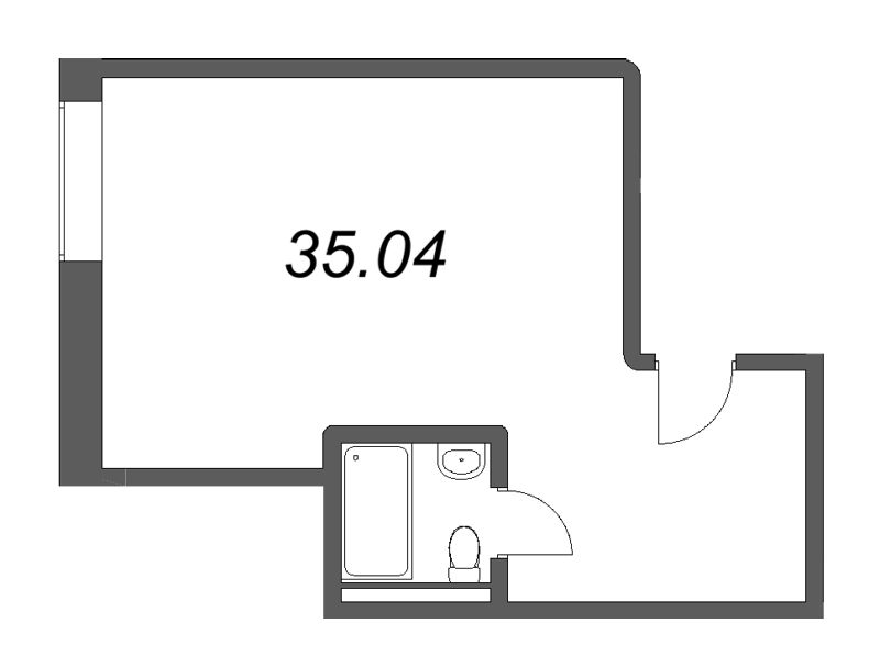 1-комнатная квартира, 35.04 м² - планировка, фото №1