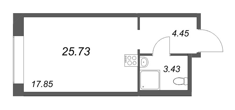 Квартира-студия, 25.73 м² - планировка, фото №1
