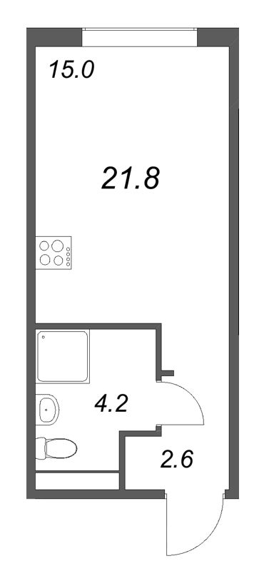 Квартира-студия, 21.8 м² в ЖК "Пулково Lake" - планировка, фото №1