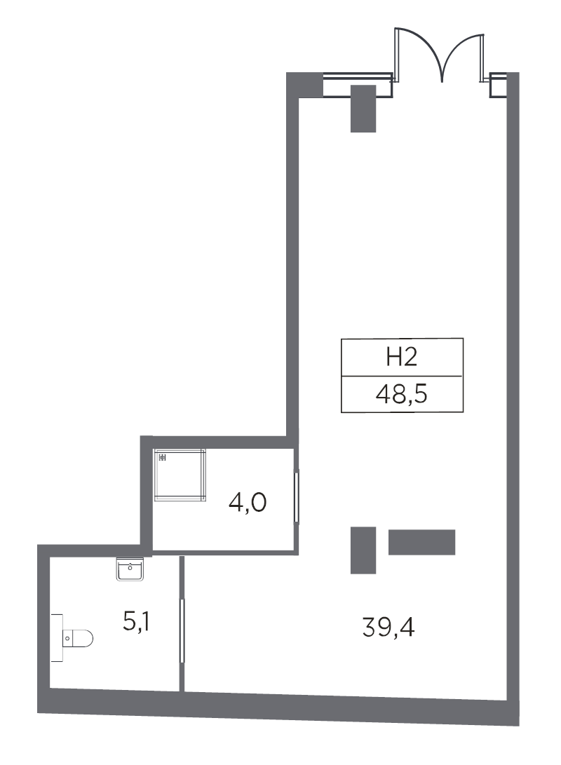 Помещение, 48.5 м² в ЖК "Industrial Avenir" - планировка, фото №1