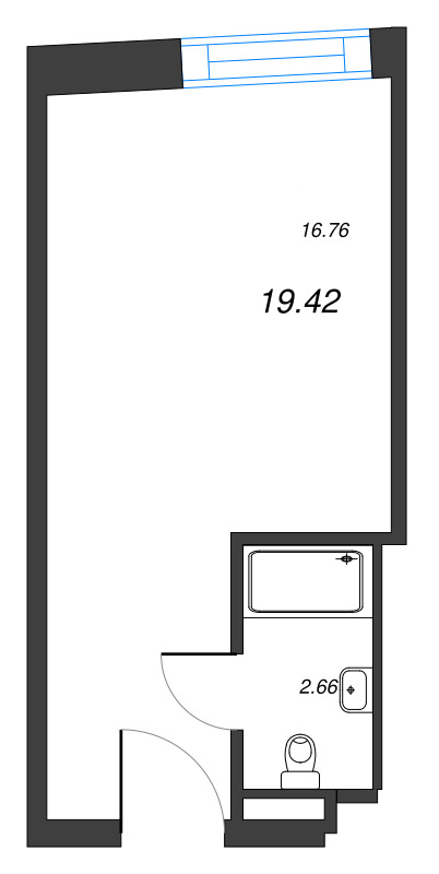 Квартира-студия, 19.42 м² в ЖК "YE’S Leader" - планировка, фото №1