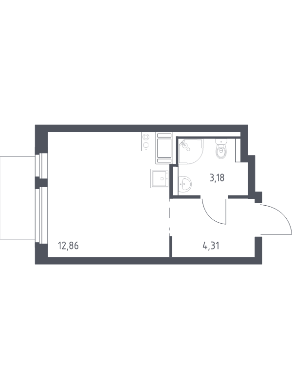 Квартира-студия, 20.35 м² в ЖК "Квартал Торики" - планировка, фото №1