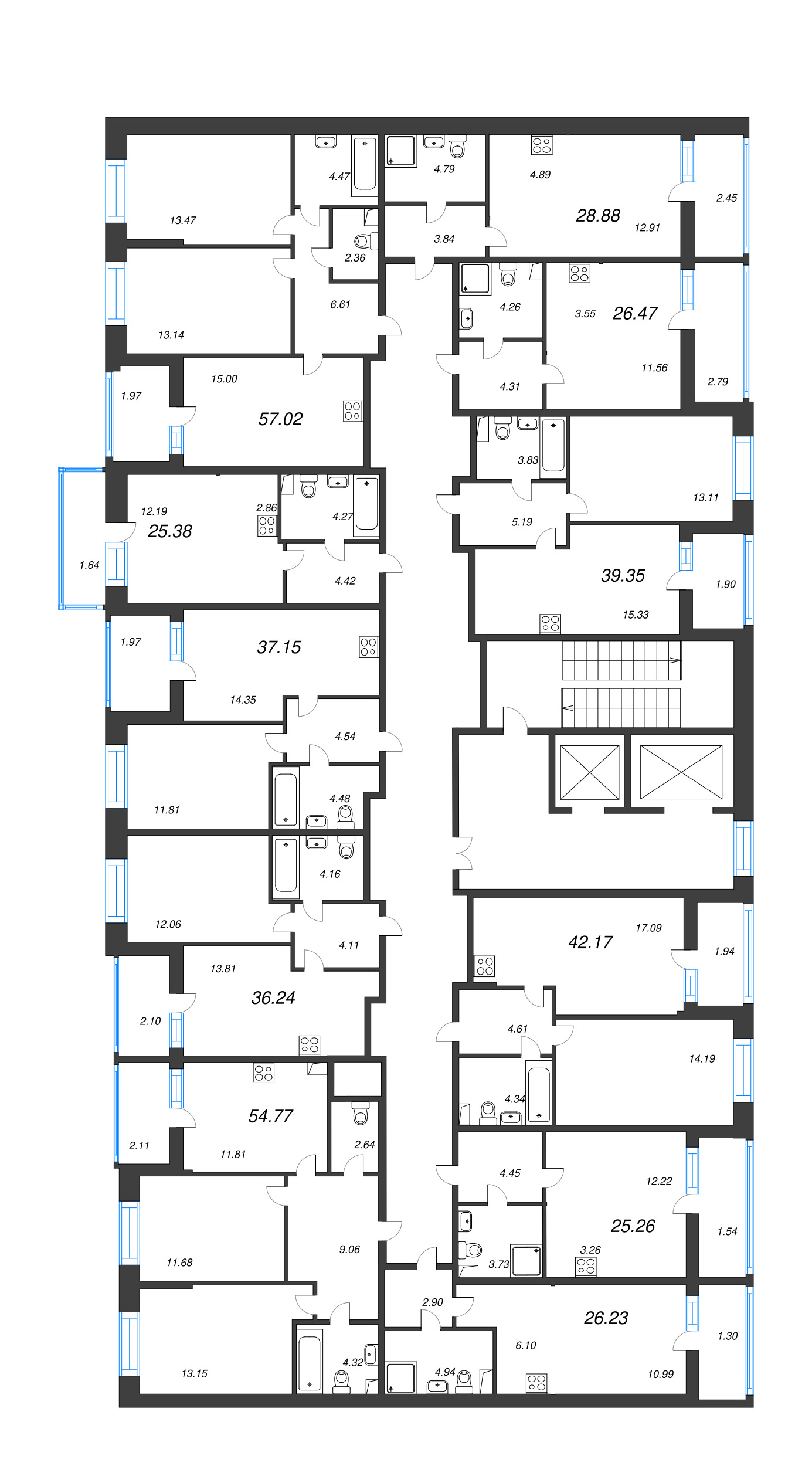 Квартира-студия, 26.23 м² - планировка этажа