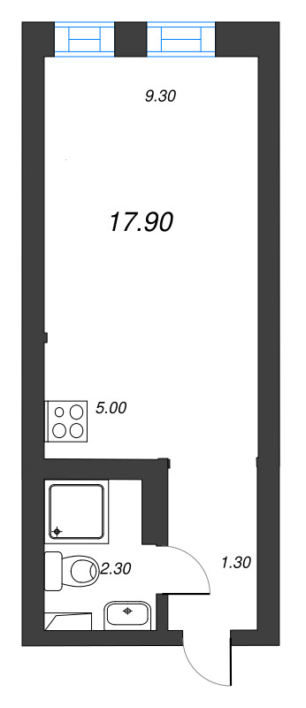 Квартира-студия, 17.9 м² - планировка, фото №1
