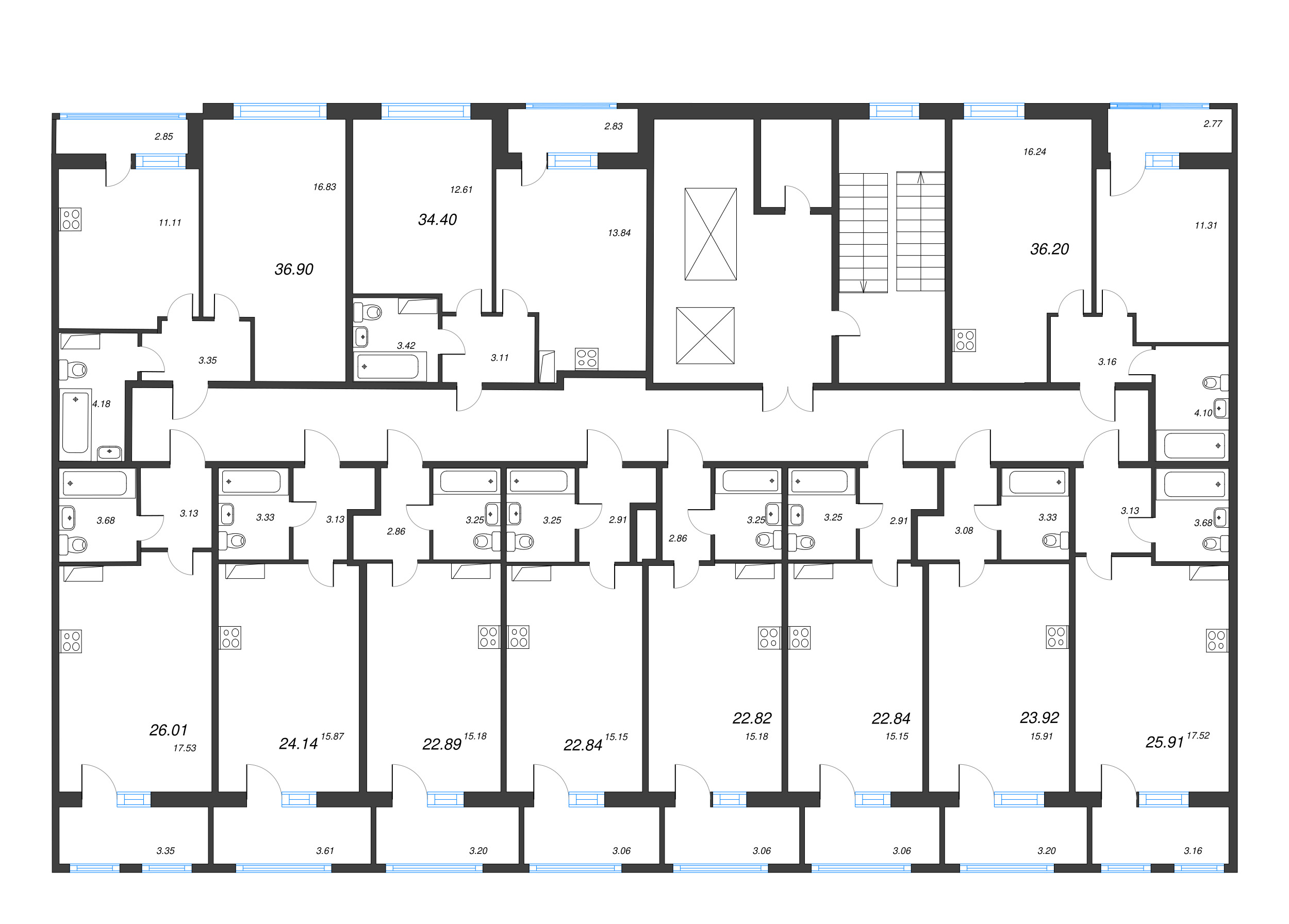 Квартира-студия, 21.9 м² в ЖК "FoRest Аквилон" - планировка этажа