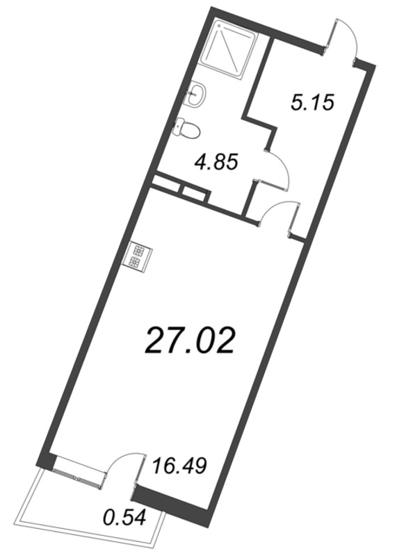 Квартира-студия, 27.1 м² в ЖК "ВЕРЕН НОРТ сертолово" - планировка, фото №1