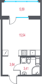 Квартира-студия, 24.36 м² в ЖК "Город-спутник Южный" - планировка, фото №1