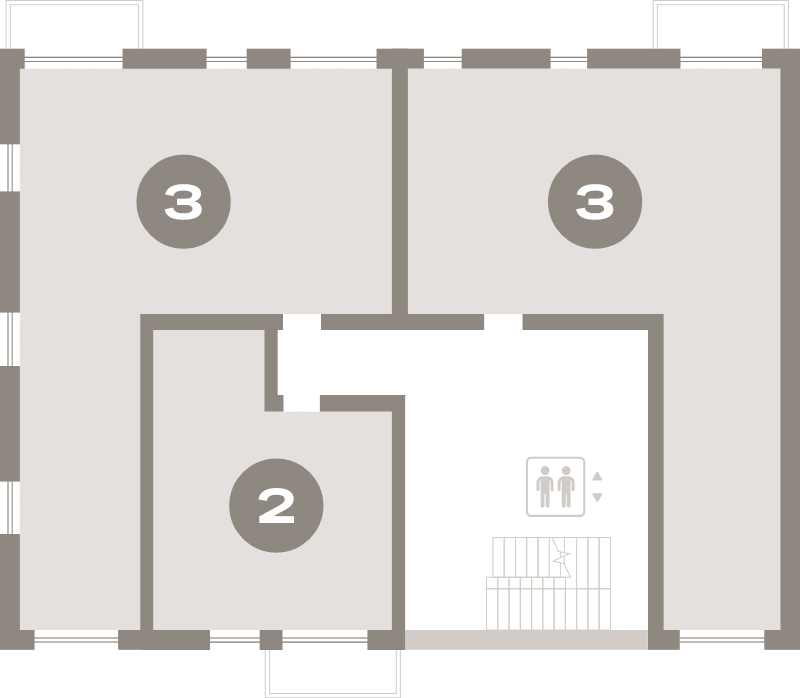 4-комнатная (Евро) квартира, 93.4 м² в ЖК "Северный ветер" - планировка этажа