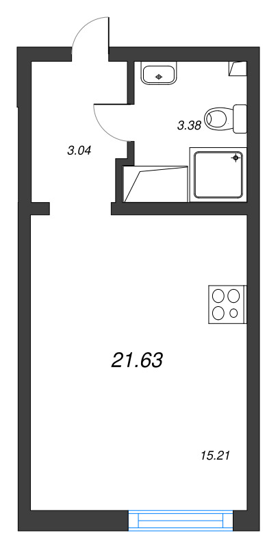 Квартира-студия, 21.63 м² в ЖК "Морская миля" - планировка, фото №1