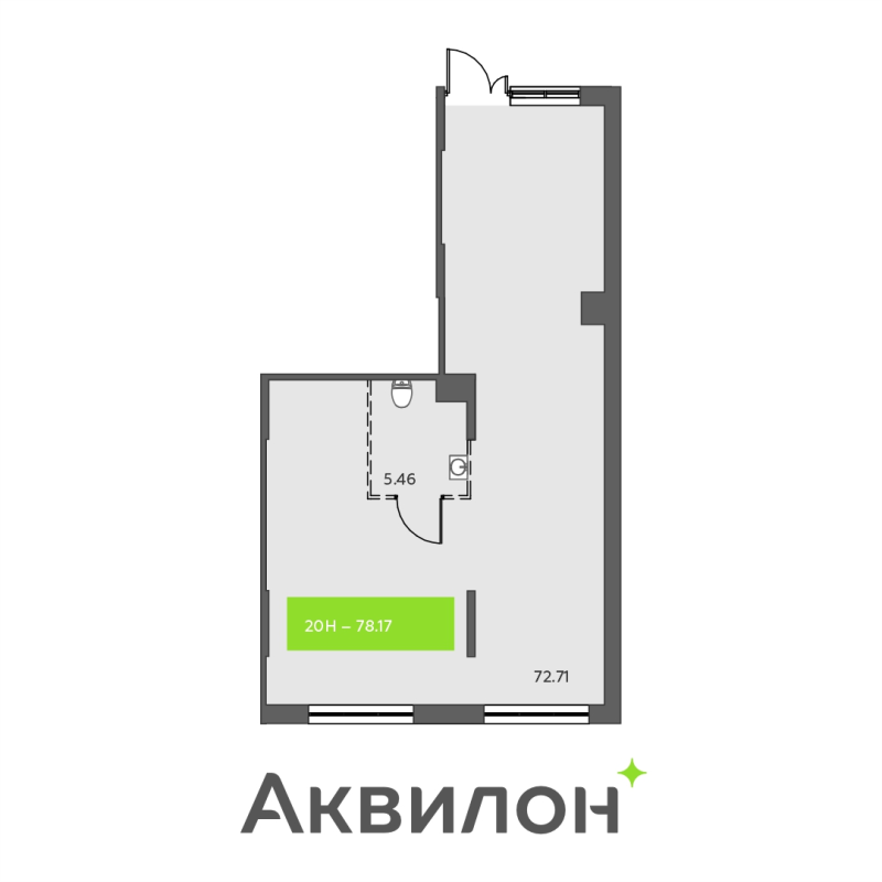 Помещение, 78.17 м² в ЖК "Аквилон All in 3.0" - планировка, фото №1