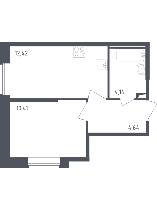 1-комнатная квартира, 31.61 м² в ЖК "Живи! В Рыбацком" - планировка, фото №1