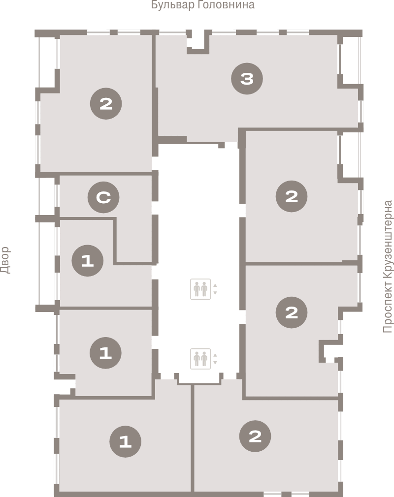 2-комнатная (Евро) квартира, 69.9 м² - планировка этажа