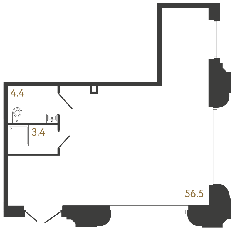 Помещение, 64.3 м² в ЖК "Коллекционер" - планировка, фото №1