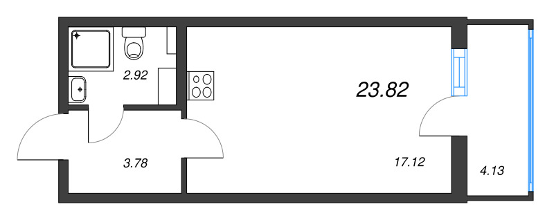 Квартира-студия, 23.82 м² в ЖК "Любоград" - планировка, фото №1