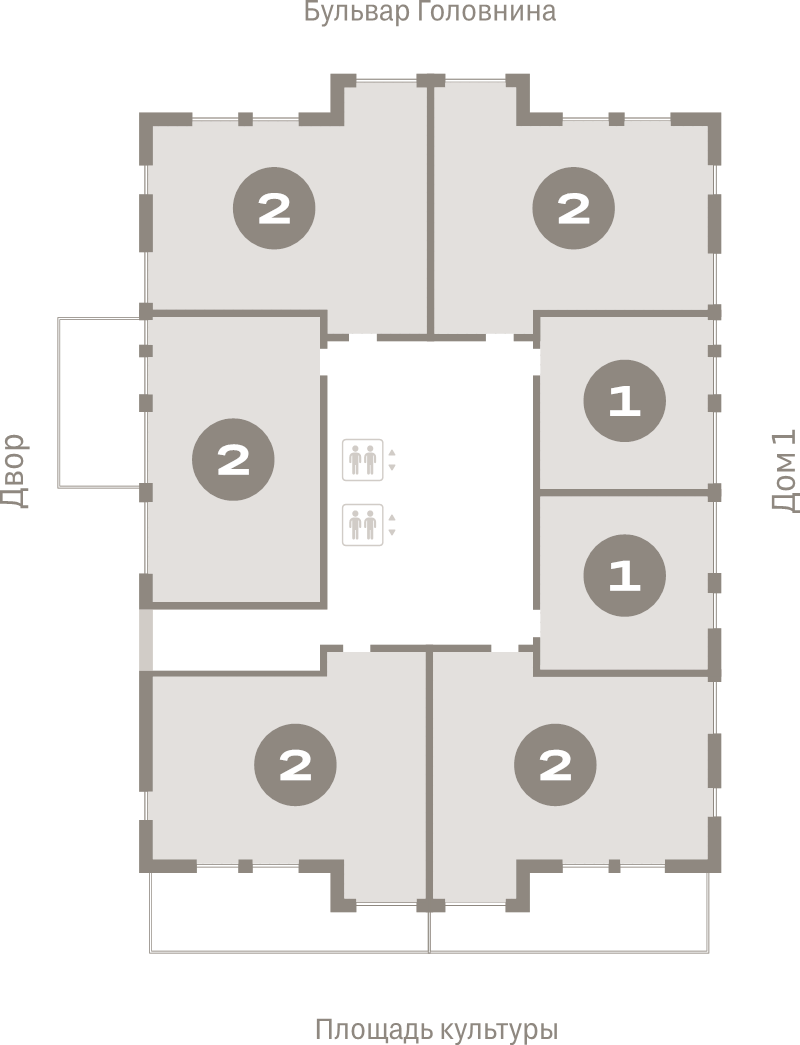 2-комнатная квартира, 85.5 м² в ЖК "Северный ветер" - планировка этажа