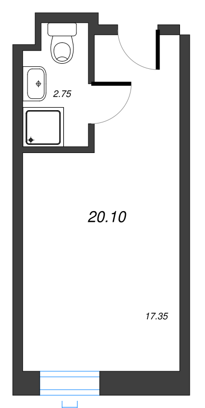 Квартира-студия, 20.26 м² - планировка, фото №1