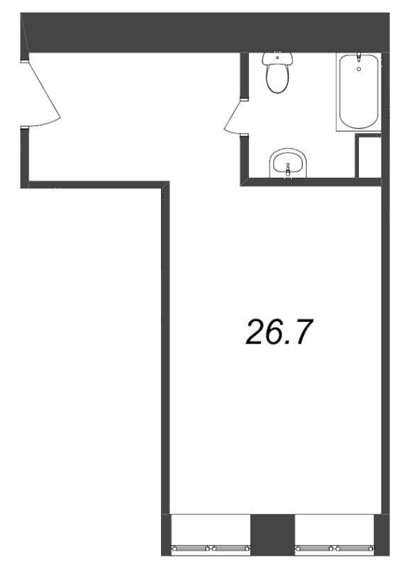 Квартира-студия, 32.7 м² в ЖК "Тележная 21-29" - планировка, фото №1