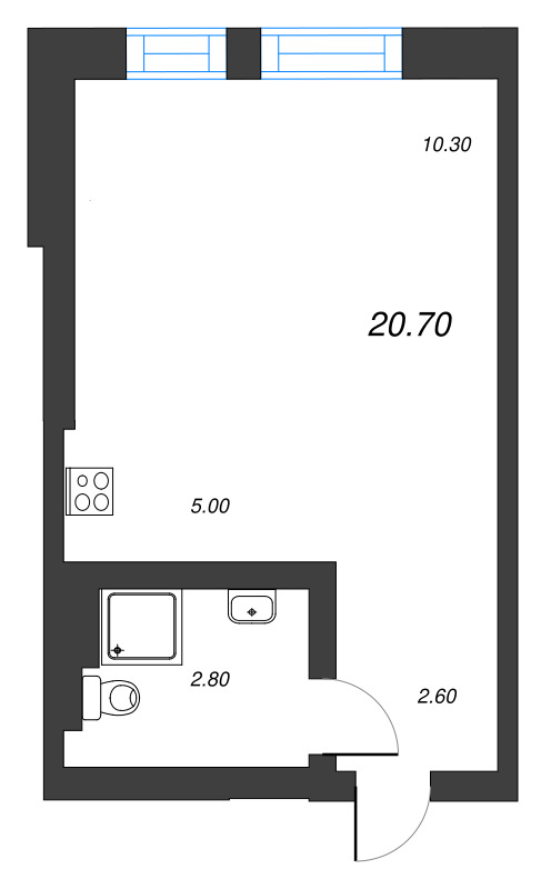 Квартира-студия, 20.7 м² в ЖК "ЭКО Квартал NEGA" - планировка, фото №1