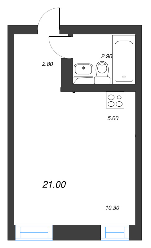 Квартира-студия, 21 м² в ЖК "ЭКО Квартал NEGA" - планировка, фото №1