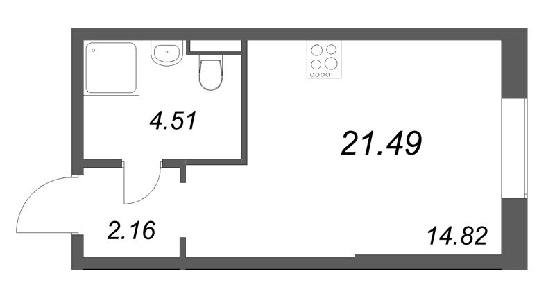 Квартира-студия, 21.49 м² в ЖК "Цивилизация на неве" - планировка, фото №1