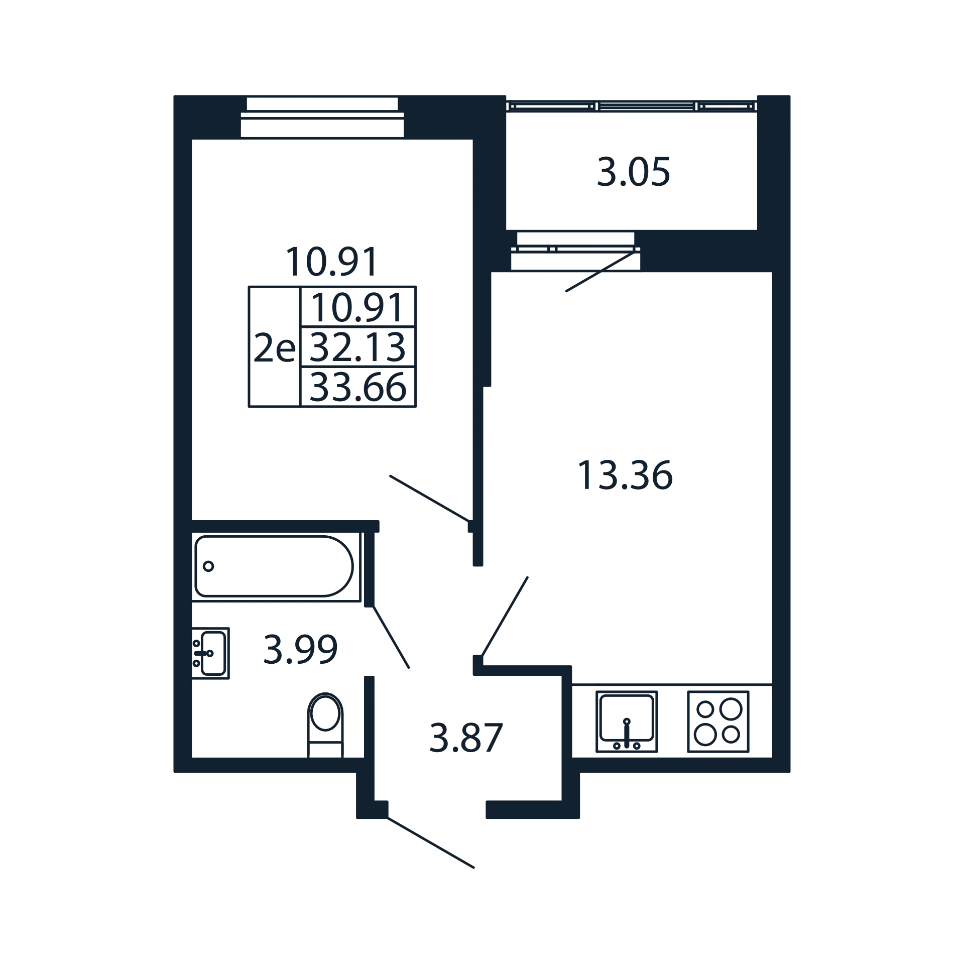 1-комнатная квартира, 32.13 м² в ЖК "Полис Новоселье" - планировка, фото №1