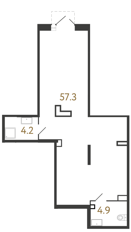Помещение, 66.4 м² в ЖК "Куинджи" - планировка, фото №1