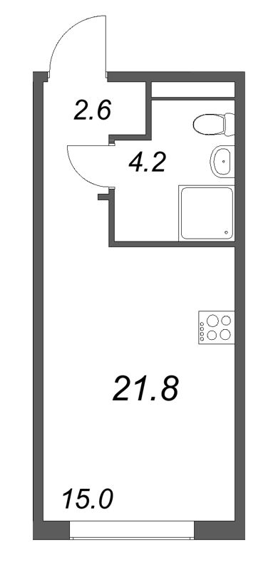 Квартира-студия, 21.8 м² в ЖК "Пулково Лейк" - планировка, фото №1