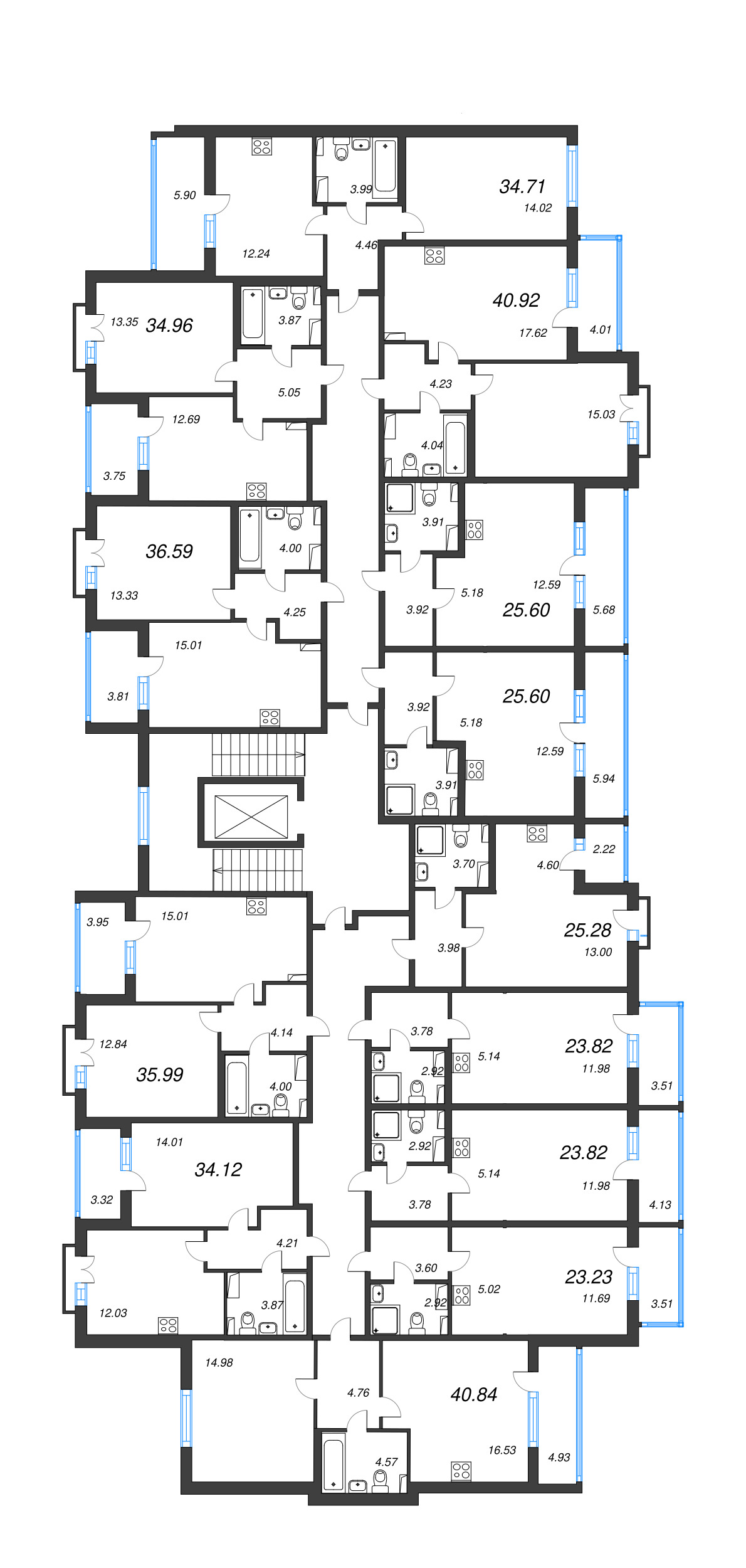 Квартира-студия, 23.82 м² в ЖК "Любоград" - планировка этажа