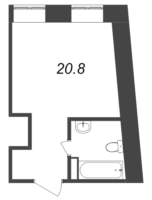 Квартира-студия, 24.6 м² в ЖК "Тележная 21-29" - планировка, фото №1