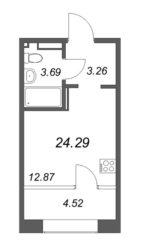 Квартира-студия, 24.92 м² в ЖК "17/33 Петровский остров" - планировка, фото №1